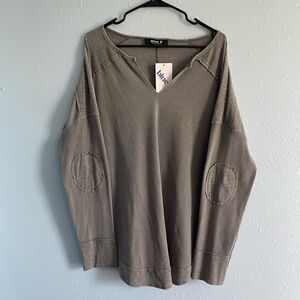 Gray waffle knit top